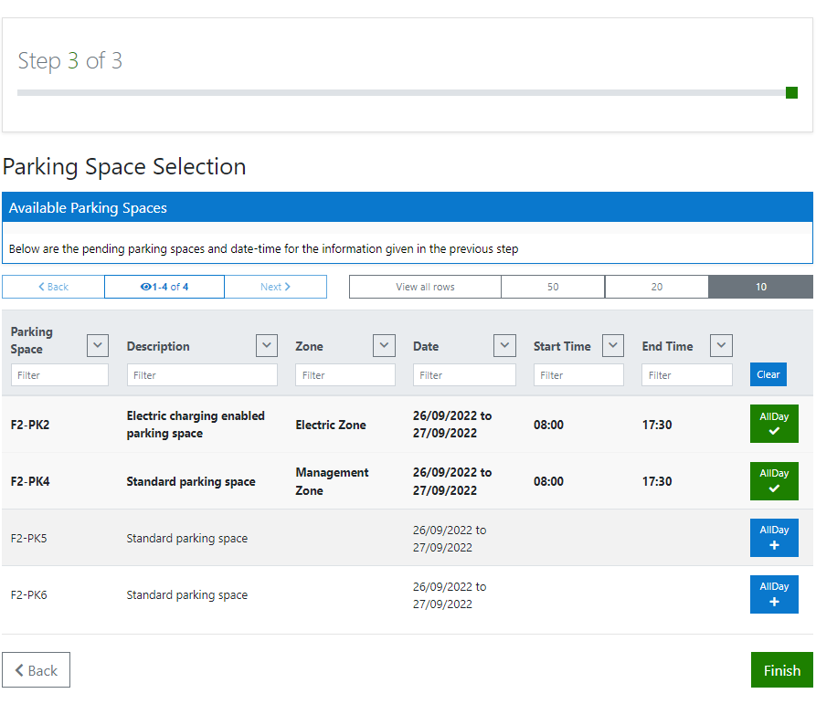 Booking multiple parking spaces - step 2