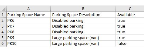 Import parking spaces using csv file