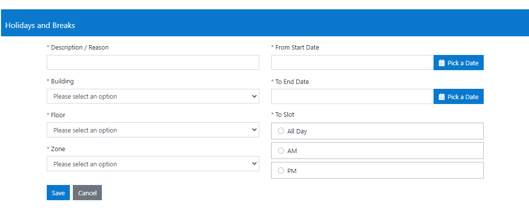 Schedule Holiday/Break