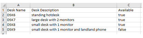 Import desks using csv file