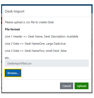 Import desks using csv file