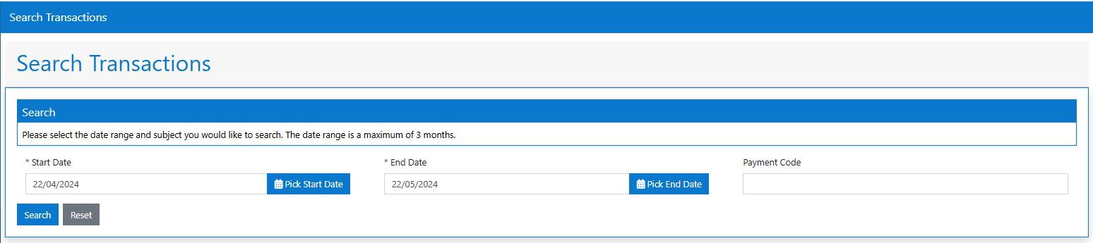 Search Transactions