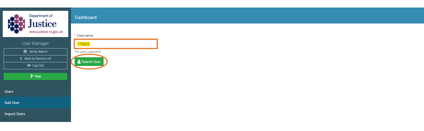 Search for user on platform