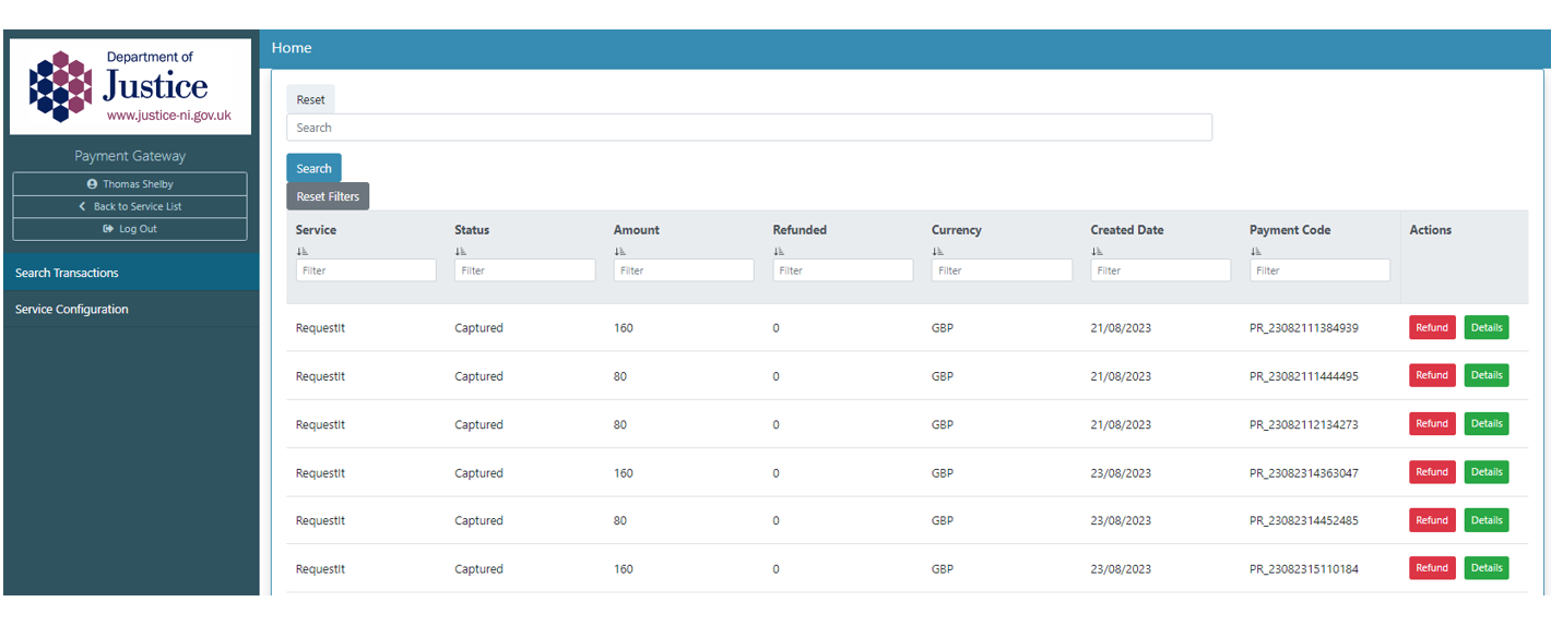 Search Transactions