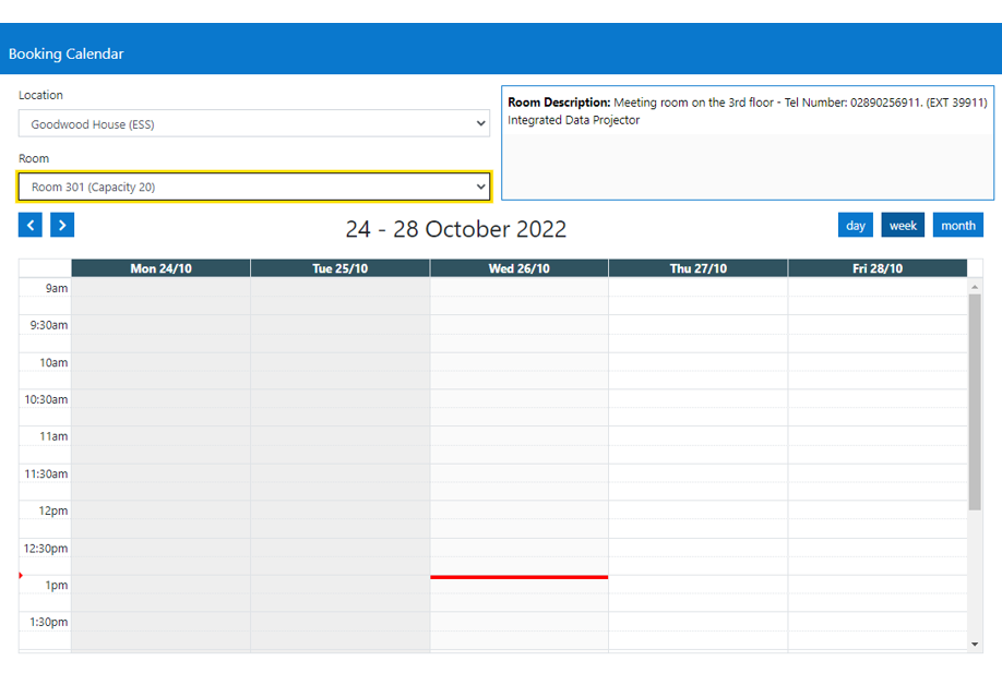 Booking Calendar red line