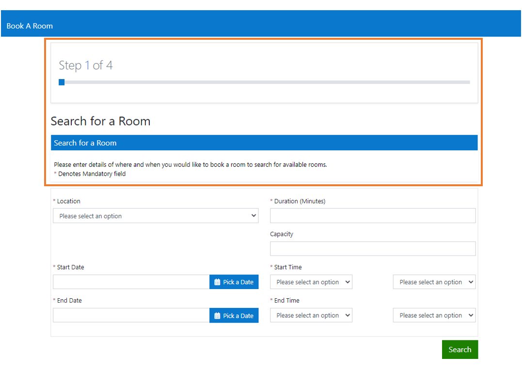 Book a Room Step 1
