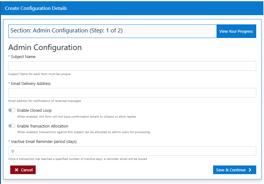 Create New Transaction Page 1