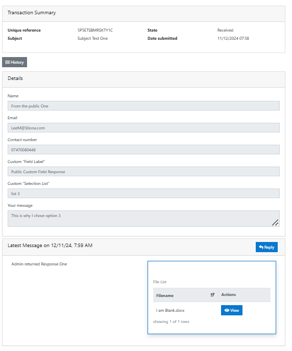Public Transaction Status Check View