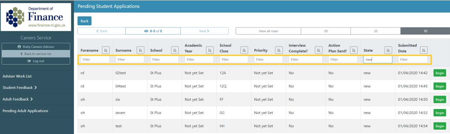 Filtering on headings