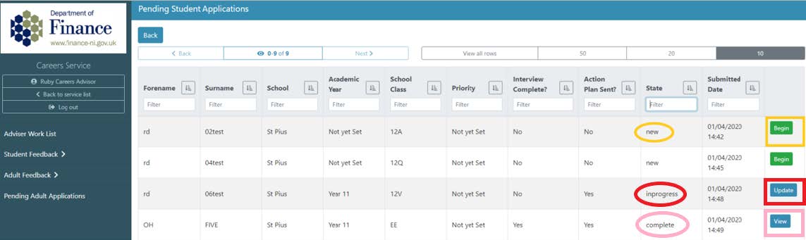 Applications In Progress State