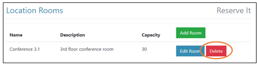 select Delete Room Location